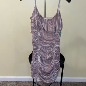 PURPLE AND WHITE MARBLE MINI DRESS NWT